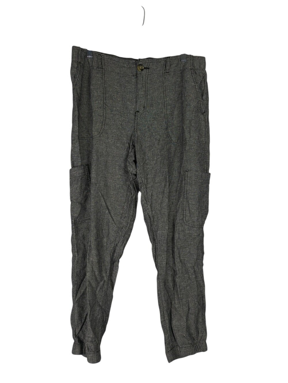 Sonoma Linen Pants Women's 12 Black Utility Jogger Pockets Elastic Waist Casual
